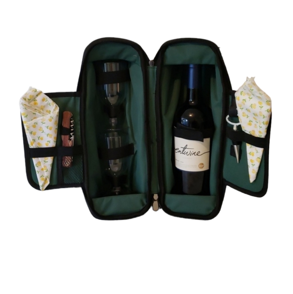 NWOT WINE CADDY EVERYTHING YOU NEED FOR A ROMANTIC GETAWAY FOR 2 PORTABLE CADDY